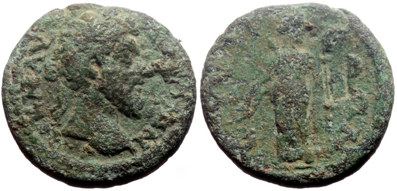 Cilicia, Syedra AE (Bronze, 3.32g, 16mm) Marcus Aurelius (161-180) 
Obv: ΑΥ Κ Μ ...