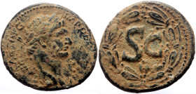 Syria, Antioch AE (Bronze, 14.47g, 30mm) Domitian (81-96) Issue: 81/3
Obv: IMP DOMITIANVS CAES AVG; laureate head of Domitian, right
Rev: S C; in laur...