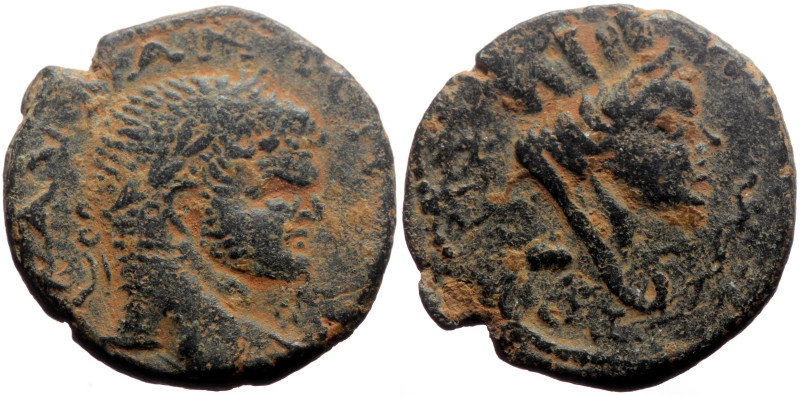 Mesopotamia, Carrhae AE (Bronze, 3.98g, 18mm) Caracalla (198-217) 
Obv: Laureate...