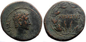 Syria, Uncertain Syrian mint AE (Bronze, 11.58g, 28mm) Augustus (27 BC - 14 AD)
Obv: CAESAR; bare head of Augustus, right
Rev: AVGVSTVS; inscription i...