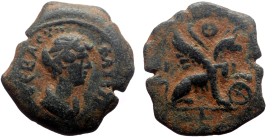 *Unknown to RPC*
Egypt, Alexandria AE Drachm (Bronze, 3.70g, 18mm) Faustina (147-175) Dated RY 19 of Antoninus Pius (AD 155/6).
Obv: Draped bust rig...