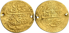 Iran, Qajars, Fath 'Ali Shah, as Shah (AH 1212-1250 / AD 1797-1834) AV 1/2 Toman (Gold, 2.81g, 25mm) type T2, Tabriz, AH 1228 = AD 1813. 
Obv: The kin...