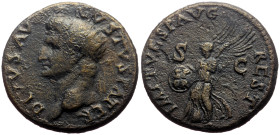 Divus Augustus (Died AD 14) AE Dupondius (Bronze, 11.04g, 27mm) Restitution issue, Rome, under Titus, 80-81. 
Obv: DIVVS • AV-GVSTVS • PATER, radiate ...