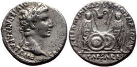 Augustus (27 BC-AD 14) AR Denarius (Silver, 3.71g, 18mm) Lugdunum (Lyon), 2 BC-AD 12. 
Obv: CAESAR AVGVSTVS DIVI F PATER PATRIAE, laureate head right ...