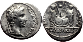 Augustus (27 BC-AD 14) AR Denarius (Silver, 3.69g, 20mm) Lugdunum (Lyon), 2 BC-AD 12. 
Obv: CAESAR AVGVSTVS DIVI F PATER PATRIAE, laureate head right ...