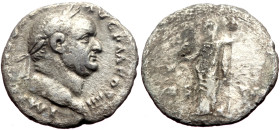 Vespasian (69-79) AR Denarius (Silver, 2.66g, 17mm) Rome, 72-73
Obv: IMP CAES VESP – AVG P M COS IIII, Laureate head r. 
Rev: VES – TA, Vesta standing...