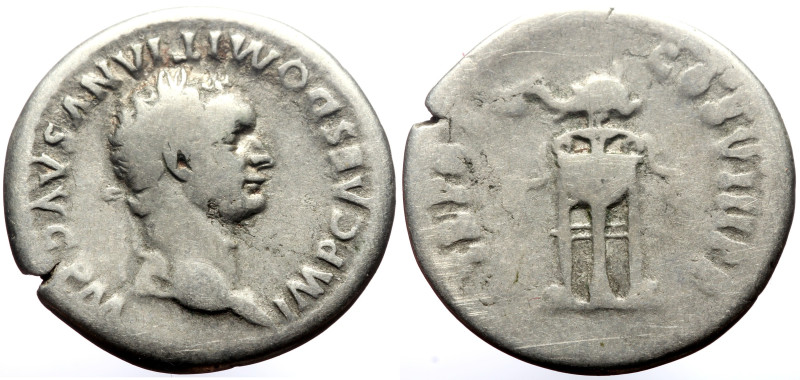 Domitian (81-96) AR Denarius (Bronze, 3.05g, 19mm) 'Atonement' series. Rome, 81....