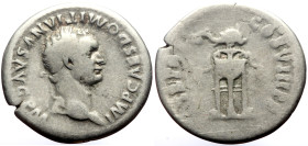 Domitian (81-96) AR Denarius (Bronze, 3.05g, 19mm) 'Atonement' series. Rome, 81. 
Obv: IMP CAES DOMITIANVS AVG P M, laureate head right 
Rev: TR P COS...