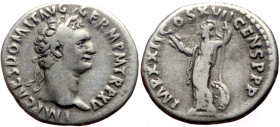 Domitian (81-96) AR Denarius (Silver, 3.32g, 18mm). Rome, 95-96. 
Obv: IMP CΛES DOMIT ΛVG GERM P M TR P XV, laureate head right 
Rev: IMP XXII COS XVI...