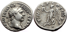 Trajan (98-117) AR Denarius (Silver, 3.51g, 19mm) Rome, 101-102 
Obv: IMP CAES NERVA TRA-IAN AVG GERM, laureate bust right, slight drapery on far shou...