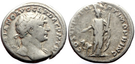 Trajan (98-117) AR Denarius (Silver, 3.15g, 19mm) Rome, 103-111. 
Obv: IMP TRAIANO AVG GER DAC PM T R P, laureate, draped and cuirassed bust right 
Re...