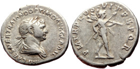 Trajan (98-117) AR Denarius (Silver, 21mm, 3.25g) Rome, 112-114.
Obv: IMP TRAIANO AVG GER DAC P M TR P COS VI P P, laureate and draped bust right
Rev:...