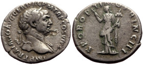 Trajan (98-117) AR Denarius (Silver, 3.24g, 20mm) Rome, 113-114. 
Obv: IMP TRAIANO AVG GER DAC P M TR P COS VI P P, laureate head to right, slight dra...