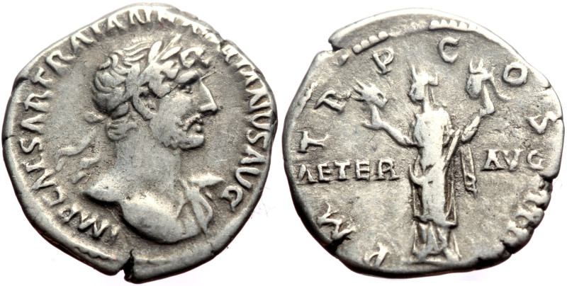 Hadrian (117-138) AR Denarius (Silver, 3.17g, 18mm) Rome, 117-138. 
Obv: IMP CAE...