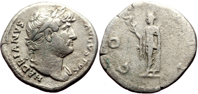 Hadrian (117-138) AR Denarius (Silver, 3.18g, 18mm) Rome, 124-128. 
Obv: HADRIAN...