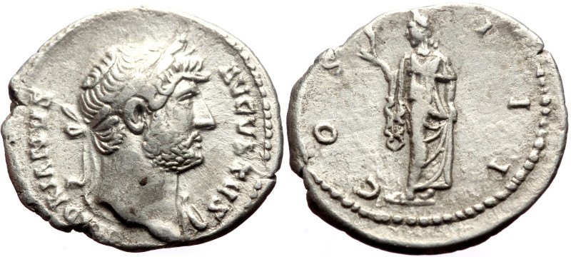 Hadrian (117-138) AR Denarius (Silver, 3.00g, 19mm) Rome, 124-128. 
Obv: Laureat...