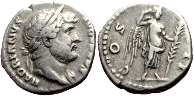 Hadrian (117-138) AR Denarius (Silver, 3.49g, 18mm) Rome, 124-128. 
Obv: HADRIAN...