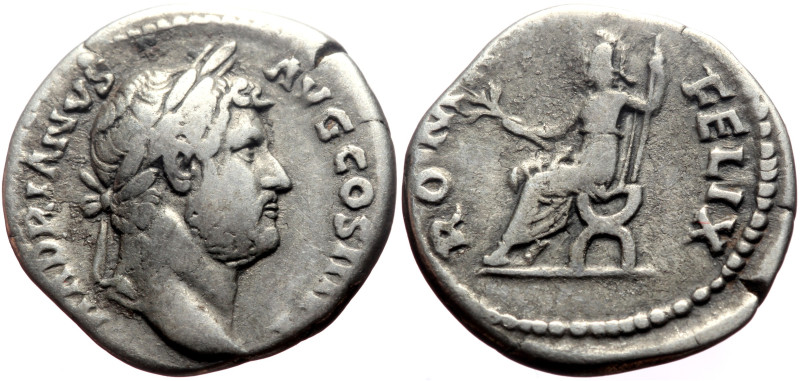 Hadrian (117-138) AR Denarius (Silver, 2.99g, 18mm) ca 130 
Obv: HADRIANVS – AVG...