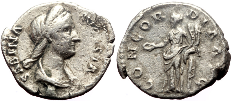 Sabina (126-138) AR Denarius (Silver, 2.97g, 18mm) Rome
Obv.: SABINA AVGVSTA, Dr...