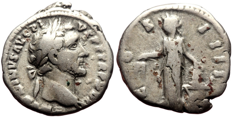 Antoninus Pius (138-161) AR Denarius (Silver, 3.47g, 18mm) Rome, 155. 
Obv: ANTO...