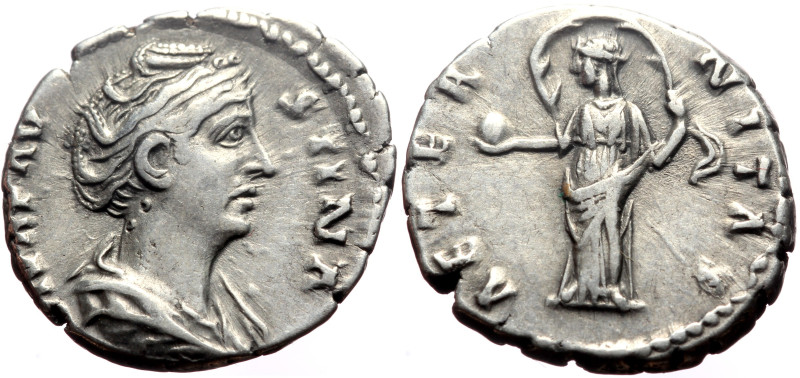 Diva Faustina I (Died 140/1)) AR Denarius (Silver, 3.47g, 17mm) Rome, after 141....