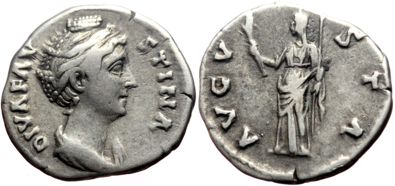 Diva Faustina I (Died 140/1) AR Denarius (Silver, 2.98g, 17mm) Rome
Obv: DIVA FA...