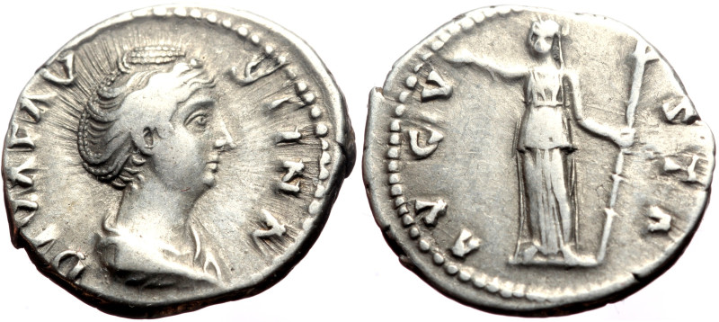 Diva Faustina I (died 140/1) AR Denarius (Silver, 3.51g, 18mm) Rome. 
Obv: DIVA ...