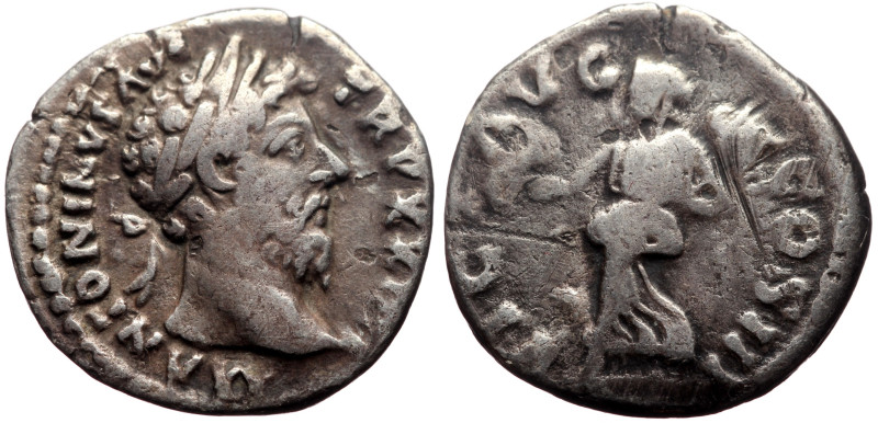 Marcus Aurelius (161-180) AR Denarius (Silver, 2.79g, 18mm) Rome, 169-170. 
Obv:...