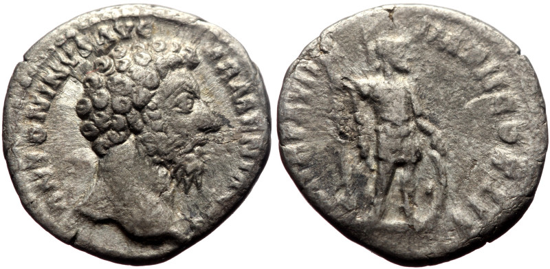 Marcus Aurelius (161-180) AR Denarius (Silver, 2.95g, 17mm) Rome, 163-164. 
Obv:...