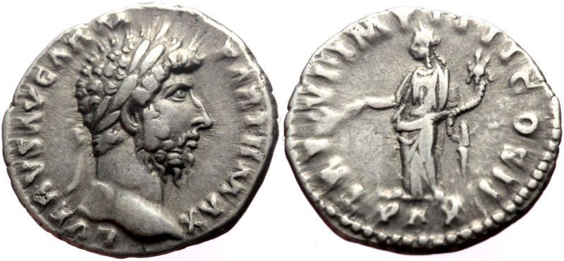 Lucius Verus (161-169) AR Denarius (Silver, 3.24g, 18mm) Rome, 166. 
Obv: L VERV...