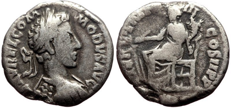 Commodus (177-192) AR Denarius (Silver, 2.94g, 17mm) Rome.
Obv: L AVREL COMMODVS...