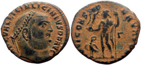 Licinius I (308-324) AE Follis (Bronze, 3.19g, 21mm) Antioch.
Obv: IMP C VAL LIC LICINIVS P F AVG, Laureate head of Licinius to right.
Rev: IOVI CON...