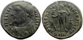 Licinius I (308-324) AE (Bronze, 3.22g, 18mm) Nicomedia, 317-320
Obv: IMP LICI-NIVS AVG: Bust of Licinius, laureate, draped, left, holding sceptre in...