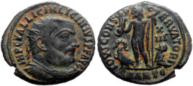 Licinius I (308-324) AE Follis (Bronze, 3.48g, 20mm) Antiochia, 321-323. 
Obv: IMP C VAL LICIN LICINIVS PF AVG, radiate, draped and cuirassed bust r. ...