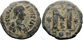 Anastasius (491-518) AE Follis (Bronze, 16.04g, 31mm) 498-518
Obv: D N ANASTA – SIVS PP AVG Pearl-diademed and draped bust r. 
Rev: Large M, above, cr...