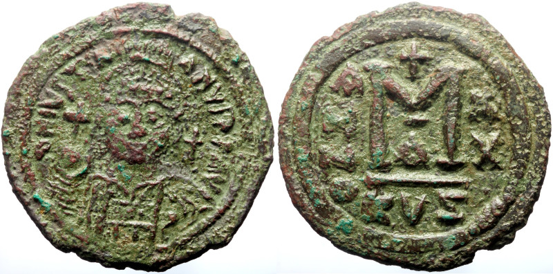 Justinian I (527-565) AE Follis (Bronze, 18.01g, 37mm) Cyzicus, Dated RY 20 (546...