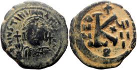Justinian I (527-565) AE Half Follis (Bronze, 8.16g, 27mm) Nicomedia Dated RY 19 (545/6) 
Obv: D N IVSTINIANVS P P AVG, Helmeted and cuirassed facing ...