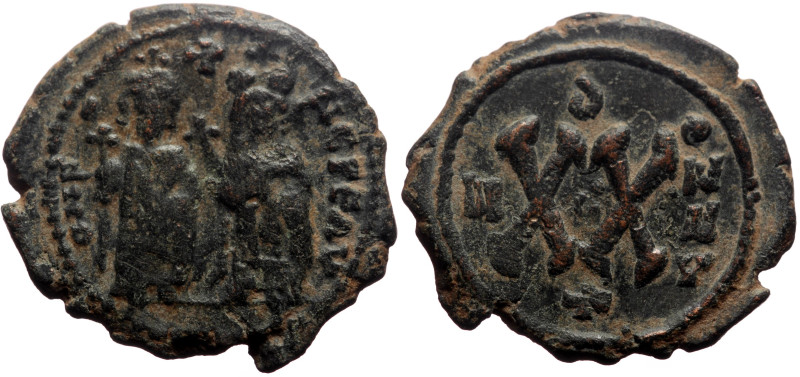 Phocas (602-610) AE Half Follis (Bronze, 5.25g, 23mm) with Leontia, Theoupolis (...