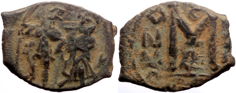 Heraclius, with Heraclius Constantine (610-641) AE Follis (Bronze, 5.95g, 24mm) ...