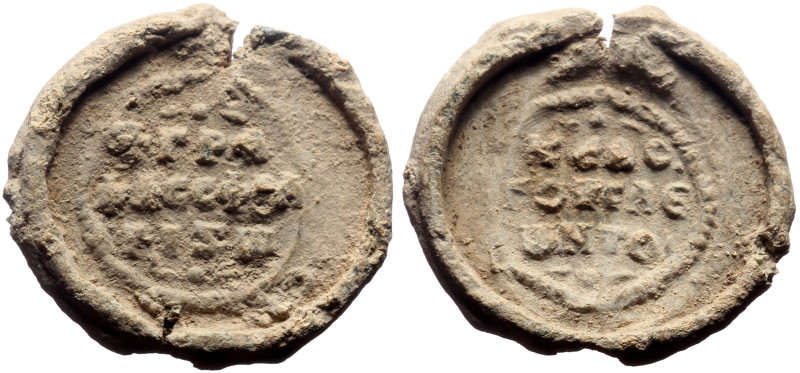 Byzantine Lead seal (4.33g, 20mm)
Leo (eleventh century)
Obv: Inscription of t...