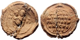 Byzantine Lead Seal (6.67g, 26mm) βενια
Seal of Beniamin Parmmes (eleventh century, second half)
Obv: The Virgin, standing, holding the Christ on he...