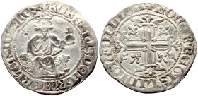 Italy, Kingdom of Naples, Robert of Anjou (1309-1343) AR Gigliato (Silver, 3.91g, 28mm) 
Obv: +ROBERTUS DEI GRA IERL ET SICIL REX, king seated facing ...