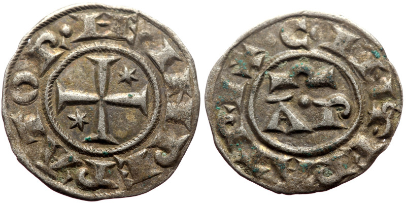 Henry VI and Constance (1194-1196) AR Denaro (Silver, 0.64g, 17mm) Brindisi. Ver...