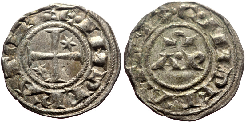 Henry VI and Constance (1194-1196) AR Denaro (Silver, 0.78g, 17mm) Brindisi. Ver...