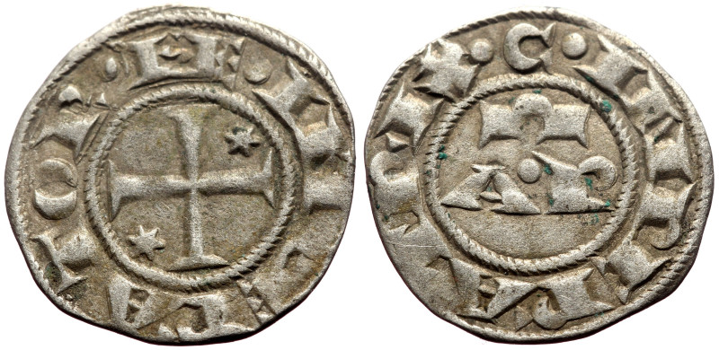 Henry VI and Constance (1194-1196) AR Denaro (Silver, 0.92g, 17mm) Brindisi. Ver...