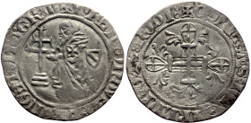 *4 specimens recorded by acsearch*
The Knights of St. John in Rhodes, Raymond Bérenger (30th Grand Master, 1365-1374) AR Gigliato (Silver, 3.30g, 27mm...