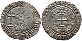 *4 specimens recorded by acsearch*
The Knights of St. John in Rhodes, Raymond Bérenger (30th Grand Master, 1365-1374) AR Gigliato (Silver, 3.40g, 28mm...