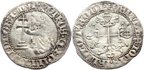 The Order of St. John At Rhodes Pierre De Corneillan (1354-1355) AR Gigliato (Silver, 3.86g, 28mm) 
Obv: +F. PETRUS. CORNILLIANO. DI. GRA. M, Grand Ma...