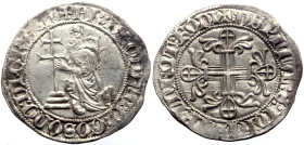 Crusaders, Knights of Rhodes (Knights Hospitaller) Dieudonné of Gozon (1346-1353) AR Gigliato (Silver, 3.89g, 29mm) 
Obv: + : FR : DЄODAT : D : GOSOnO...