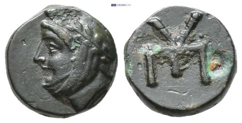 Troas, Kebren. Circa 412-399 BC. AE. (0.66 Gr. 7.8mm.)
Head of satrap to left, w...